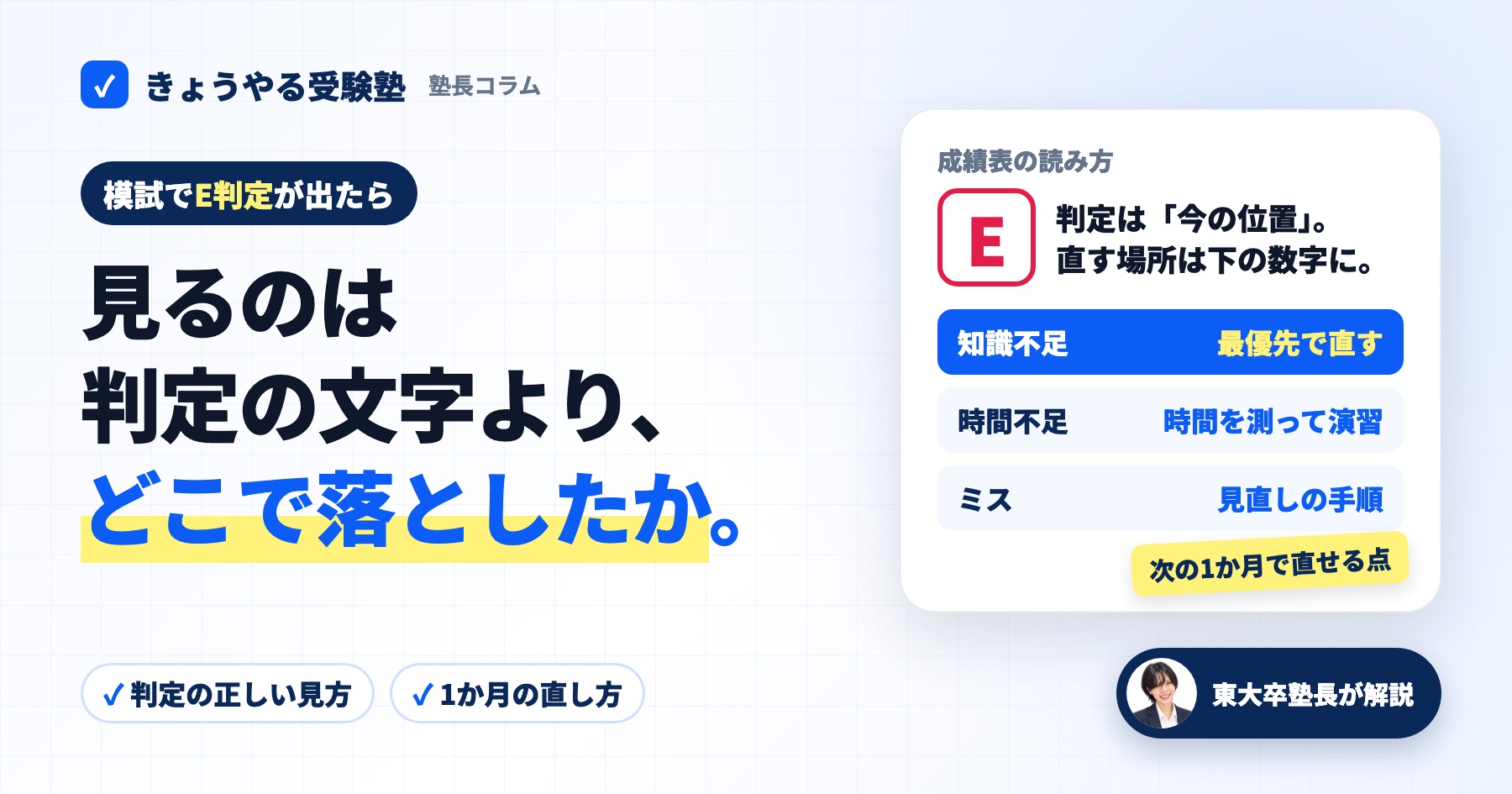 模試でE判定でも、見るのは判定ではなくどこで何点落としたか