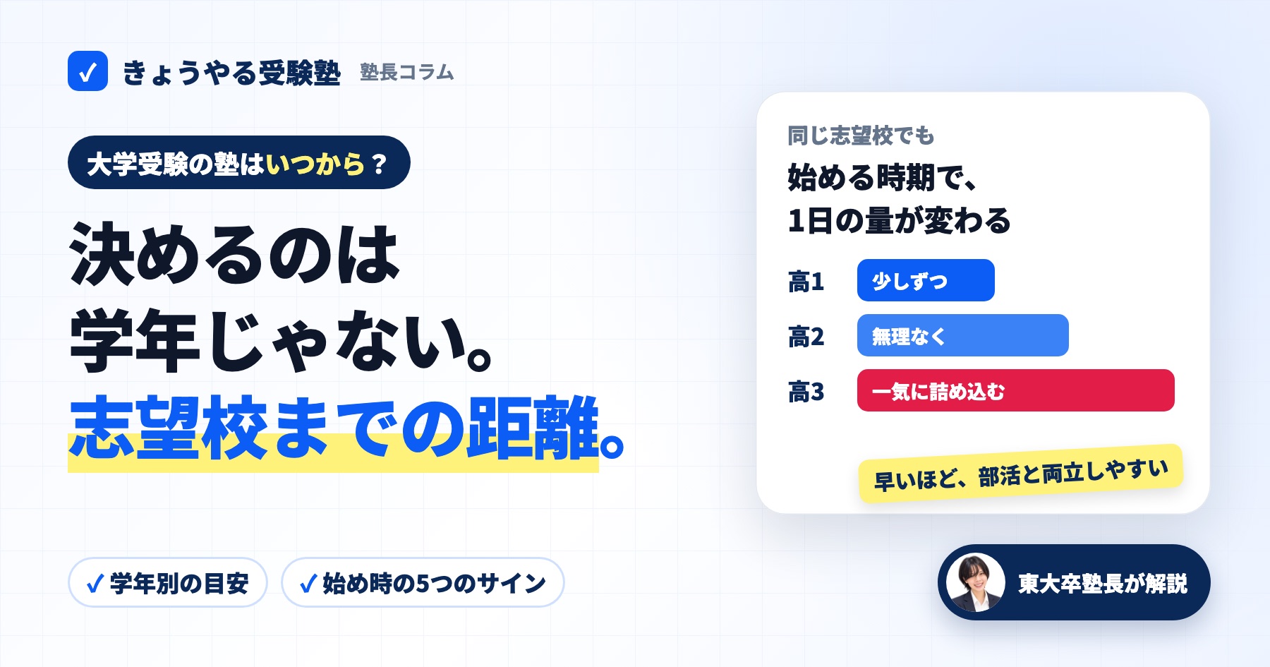 大学受験の塾はいつから？学年より志望校までの距離で決める